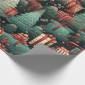 Kerstbomen en cadeaus cadeaupapier (Hoek)