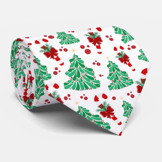 Kerstbomen en Candy Cane Stropdas (Opgerold)