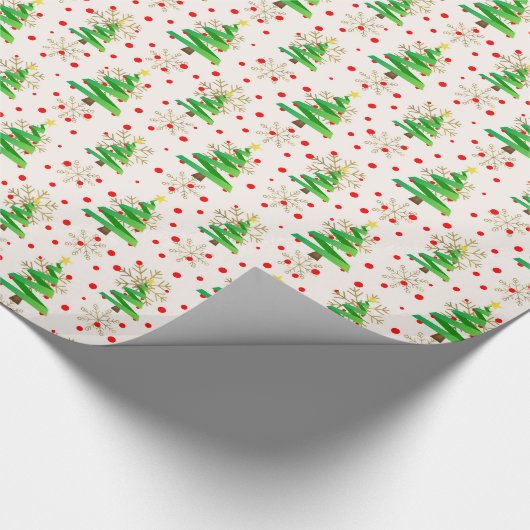 Kerstbomen en gouden sneeuwvlokken cadeaupapier (Hoek)