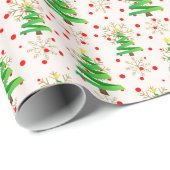 Kerstbomen en gouden sneeuwvlokken cadeaupapier (Rol Hoek)