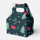 Kerstbomen en Holly Modern Pattern Dark Blue Bedankdoosjes (Achterkant)