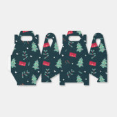 Kerstbomen en Holly Modern Pattern Dark Blue Bedankdoosjes (Uitgevouwen)