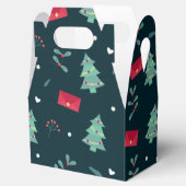 Kerstbomen en Holly Modern Pattern Dark Blue Bedankdoosjes (Geopend)