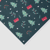 Kerstbomen en Holly Modern Pattern Dark Blue Tissuepapier (Detail)