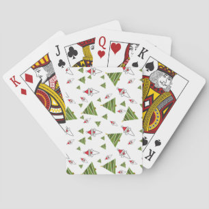 Kerstbomen en kerstmannetjes pokerkaarten