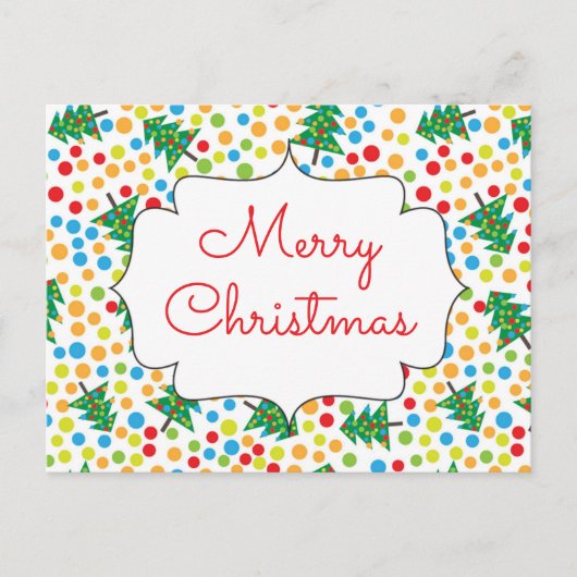 Kerstbomen en lichten retro vakantie briefkaart (Voorkant)