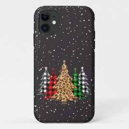 kerstbomen en luipaarden voor het drukken van snow iPhone 11 hoesje