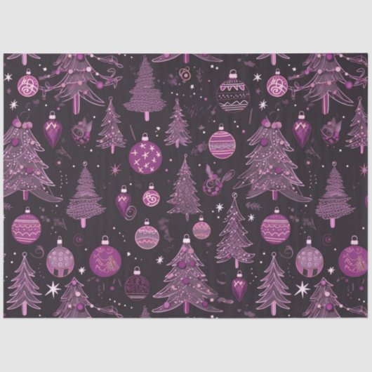 Kerstbomen en Ornamenten Kerst Tissuepapier (Voorkant)