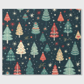 Kerstbomen en sneeuw cadeaupapier (Vlak)