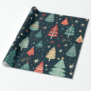 Kerstbomen en sneeuw cadeaupapier