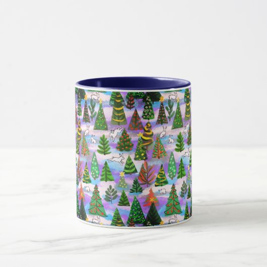 Kerstbomen en sneeuwhazen mok (Midden)