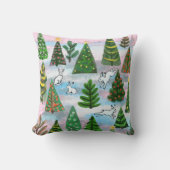 Kerstbomen en sneeuwhazen werpen kussens (Voorkant)