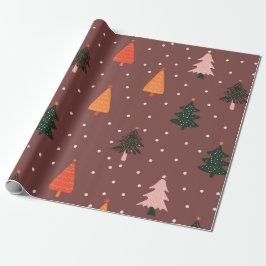 Kerstbomen en sneeuwpatroon cadeaupapier