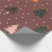Kerstbomen en sneeuwpatroon cadeaupapier (Hoek)