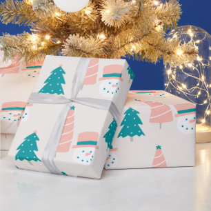 Kerstbomen en sneeuwpoppen cadeaupapier