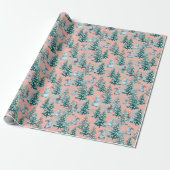 kerstbomen en snoewmanpapier cadeaupapier (Uitgerold)