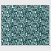 kerstbomen en snoewmanpapier cadeaupapier (Vlak)