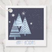 Kerstbomen en Snowflakes Blue ID863 Bedankjes Labels (Voorkant)