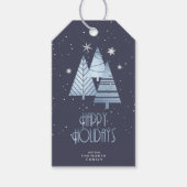 Kerstbomen en Snowflakes Blue ID863 Cadeaulabel (Voorkant)
