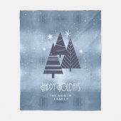 Kerstbomen en Snowflakes Blue ID863 Fleece Deken (Voorkant)