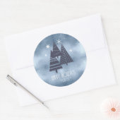 Kerstbomen en Snowflakes Blue ID863 Ronde Sticker (Envelop)