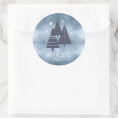 Kerstbomen en Snowflakes Blue ID863 Ronde Sticker (Tas)