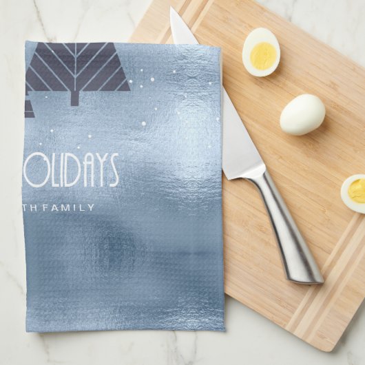 Kerstbomen en Snowflakes Blue ID863 Theedoek (Quarter Fold)