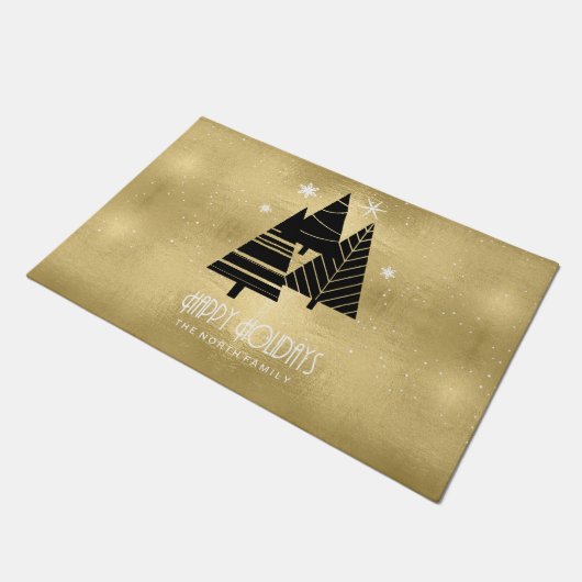 kerstbomen en Snowflakes Gold ID863 Deurmat (Schuin)