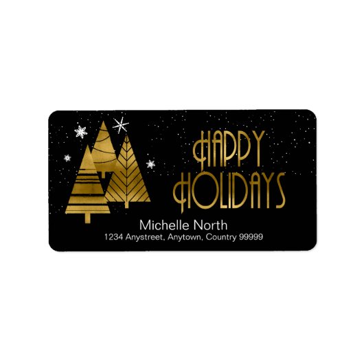 kerstbomen en Snowflakes Gold ID863 Etiket (Voorkant)