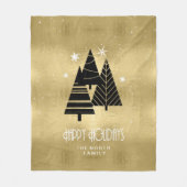 kerstbomen en Snowflakes Gold ID863 Fleece Deken (Voorkant)