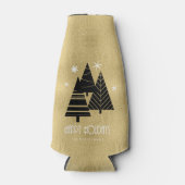 kerstbomen en Snowflakes Gold ID863 Flesjeskoeler (Voorkant)