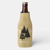 kerstbomen en Snowflakes Gold ID863 Flesjeskoeler (Fles Voorkant)