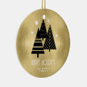 kerstbomen en Snowflakes Gold ID863 Keramisch Ornament (Rechts)