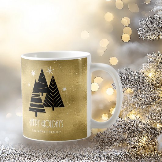 kerstbomen en Snowflakes Gold ID863 Koffiemok