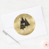 kerstbomen en Snowflakes Gold ID863 Ronde Sticker (Envelop)