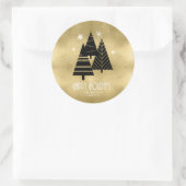 kerstbomen en Snowflakes Gold ID863 Ronde Sticker (Tas)