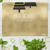 kerstbomen en Snowflakes Gold ID863 Theedoek (Gevouwen)