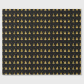 Kerstbomen en Snowflakes Pattern Gold ID863 Cadeaupapier (Vlak)