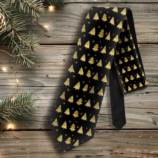 Kerstbomen en Snowflakes Pattern Gold ID863 Stropdas