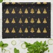 Kerstbomen en Snowflakes Pattern Gold ID863 Theedoek (Gevouwen)