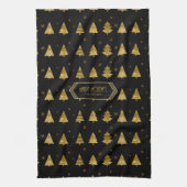 Kerstbomen en Snowflakes Pattern Gold ID863 Theedoek (Verticaal)