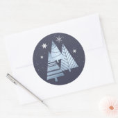 Kerstbomen en Snowflakes V2 Blue ID863 Ronde Sticker (Envelop)