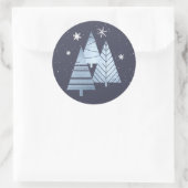 Kerstbomen en Snowflakes V2 Blue ID863 Ronde Sticker (Tas)