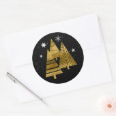 kerstbomen en Snowflakes V2 Gold ID863 Ronde Sticker (Envelop)