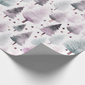 Kerstbomen en sterren Moderne Kerstmis Cadeaupapier (Hoek)