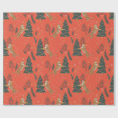 kerstbomen en tijgers, patroon, aangepaste achterg cadeaupapier (Vlak)