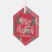 kerstbomen en tijgers, patroon, aangepaste achterg glas ornament (Voorkant links)