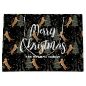 kerstbomen en tijgers, patroon, aangepaste achterg groot cadeauzakje (Voorkant)