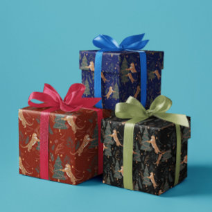 kerstbomen en tijgers, patroon, aangepaste achterg inpakpapier vel