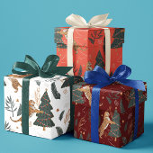 kerstbomen en tijgers, patroon, aangepaste achterg inpakpapier vel